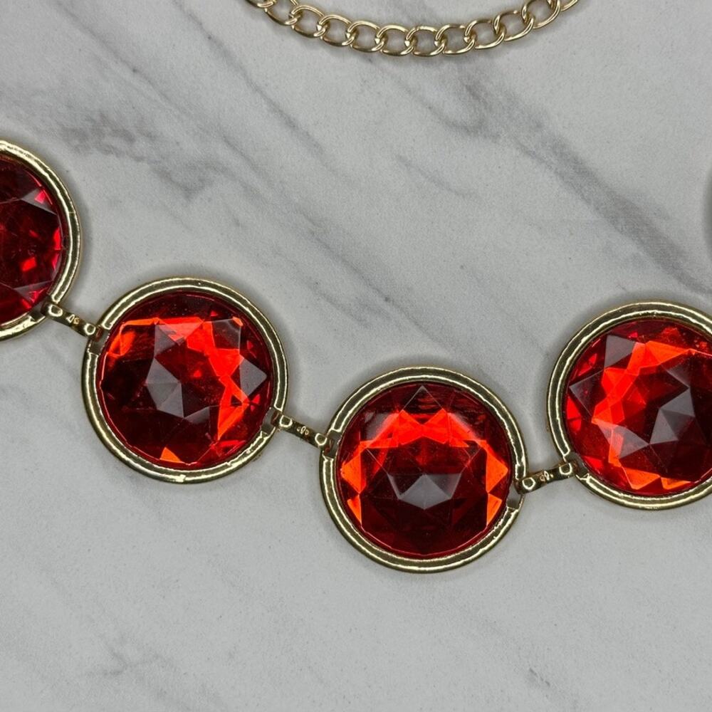 Chunky Red Rhinestone Chain Link Belt One Size (OS) ✨ - Picture 6 of 10
